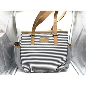 New W/Out Tags Fit & Fresh Grey and white striped Insulated Lunch Tote